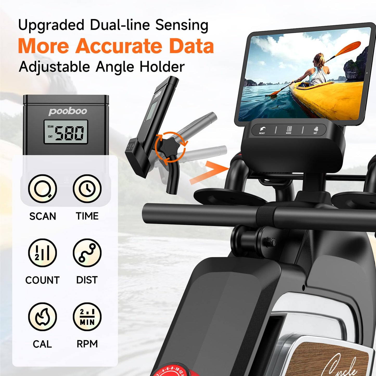 Pooboo Magnetic Rowing Machine 360 LB Weight Capacity, Folding Rower with Combination Strength Exercise, Tablet Holder and Comfortable Seat Cushion, Rower for Home Use