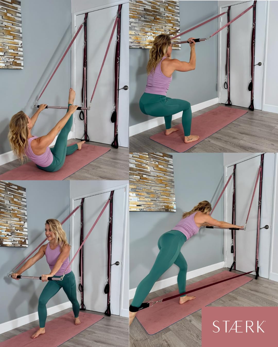 STAERK Portable Pilates Reformer Home Training System - Premium Resistance Bands, Handles, Foot/Ankle Loops, & Barre Attachment Kit - Strength & Flexibility - 30-Day Free On Demand Video Workouts