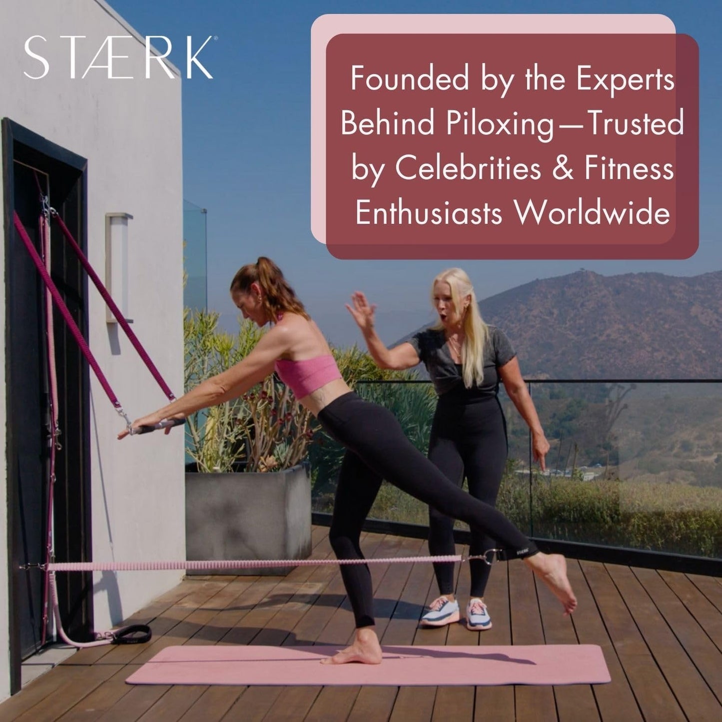 STAERK Portable Pilates Reformer Home Training System - Premium Resistance Bands, Handles, Foot/Ankle Loops, & Barre Attachment Kit - Strength & Flexibility - 30-Day Free On Demand Video Workouts