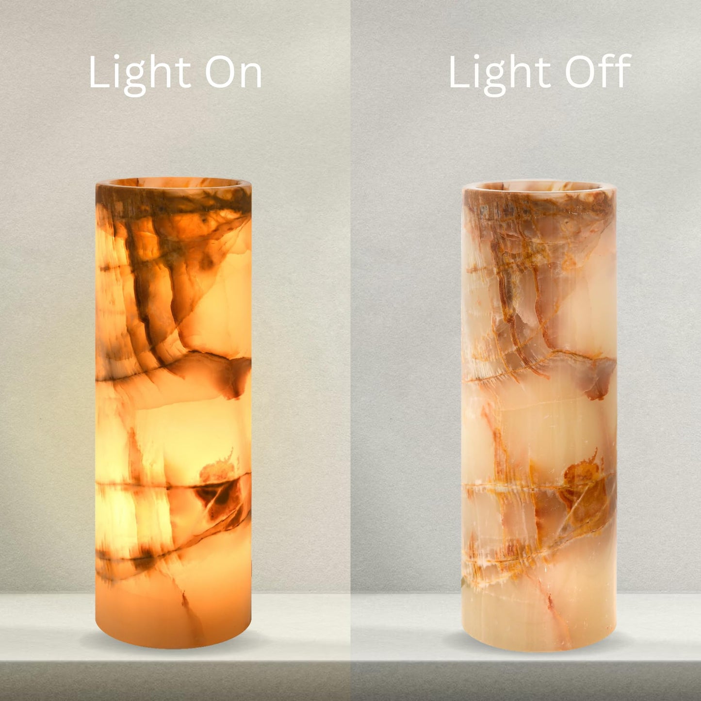 UMAID Handcrafted Onyx Marble Table Lamp, Each Lamp One-of-a-Kind with Natural Patterns, Warm Amber Glow, Dimmable Cord & Bulb, Modern Home Decor for Bedroom, Desk, Office, Living Room, or Bedside
