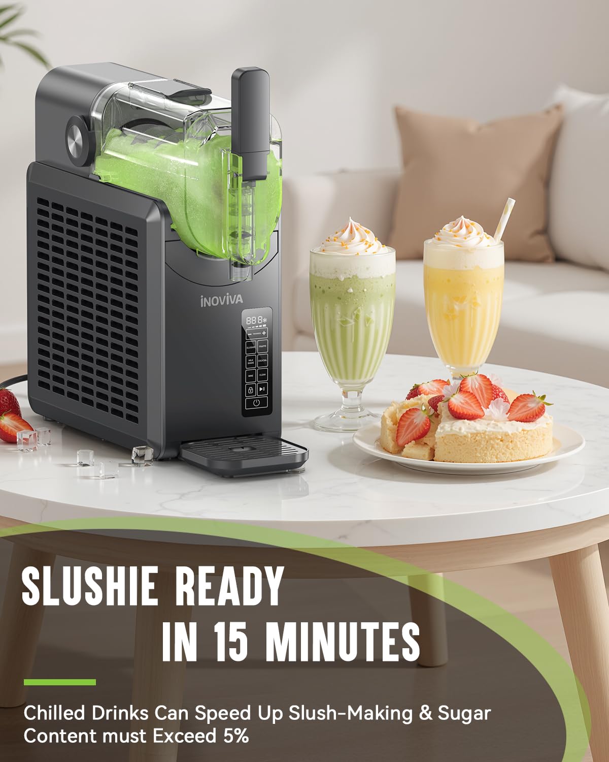 Slushie Machine, No Ice Needed, 68 oz INOVIVA Slushy Machine for Home with Self-Cleaning Function, Professional Frozen Drink Maker, 5 Preset Programs, Frozen Margaritas, Frappés, Milkshake, and More
