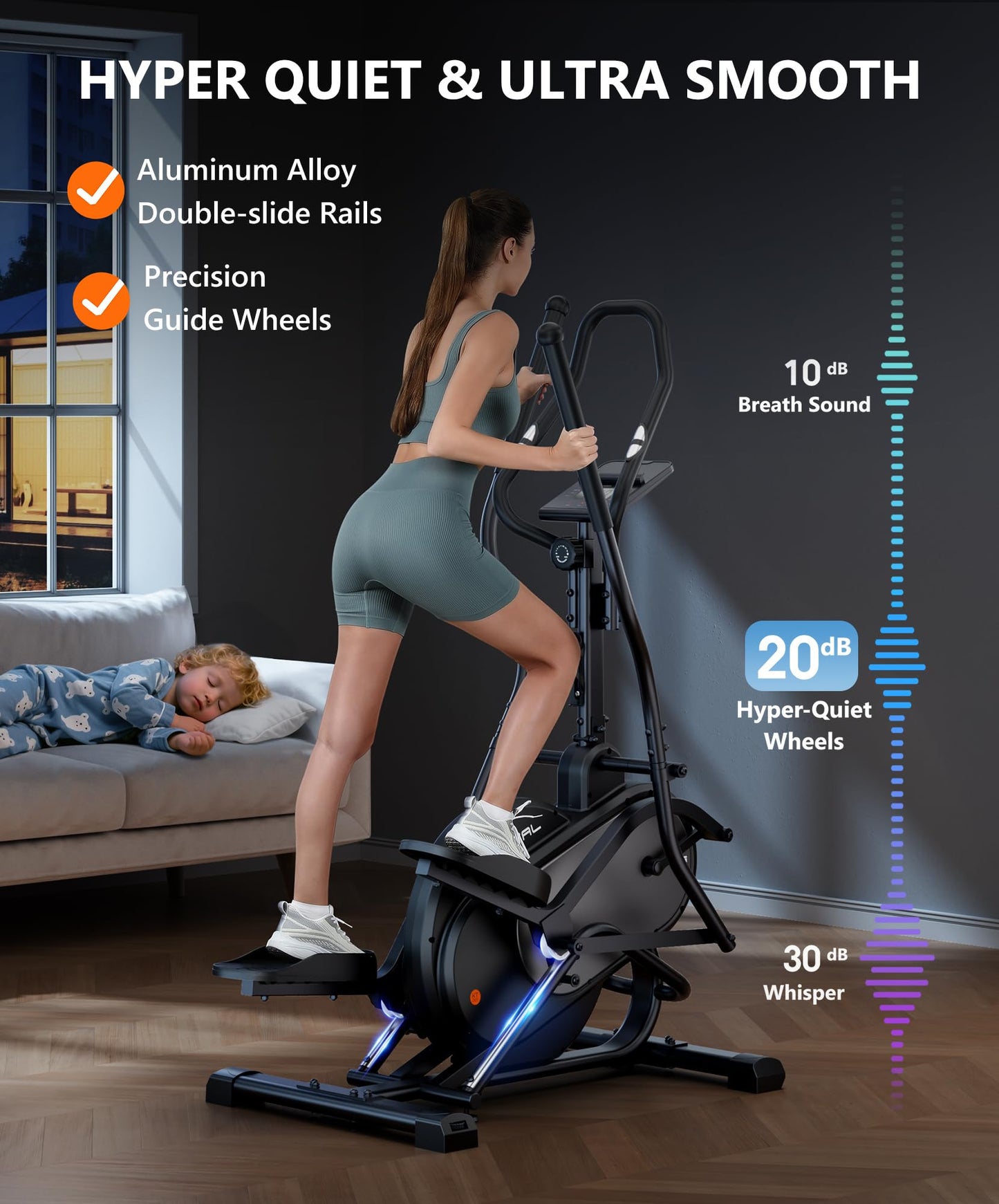 THERUN Elliptical Exercise Machine, 3-in-1 Cardio Climber Stepping Elliptical Machine for Home, Stair Stepper Elliptical Training Machines w/16 Levels Resistance, Pulse Sensor, LCD Monitor (Gray)
