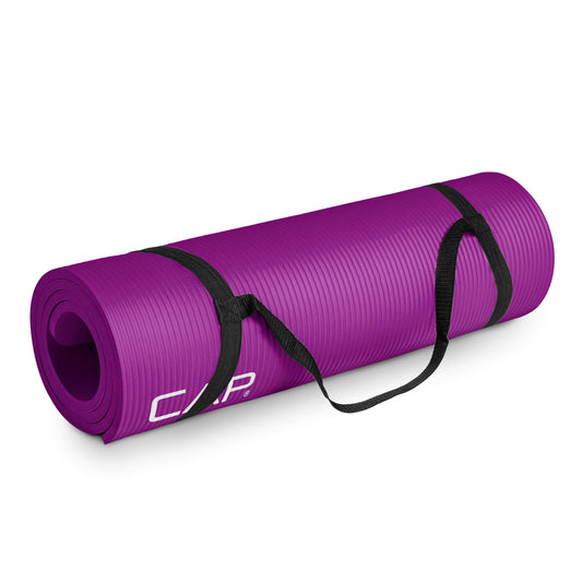 CAP Barbell High Density Exercise Yoga Mat with strap, 68"x24" 12mm - Wine