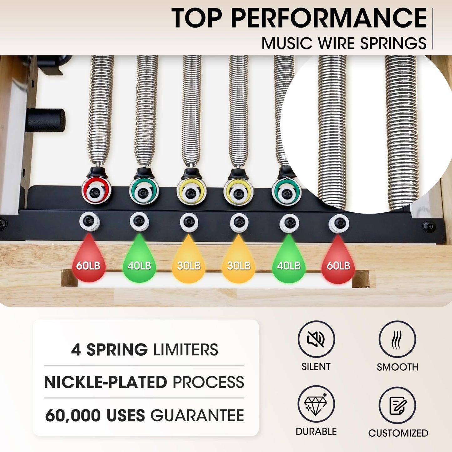 Pilates Reformer, PAETA 92" Wooden Foldable Pilates Reformer Machine with Springs, Pilates Machines for Home Use and Studio, Pilates Equipment with Sitting Box, Jump Board and Accessories