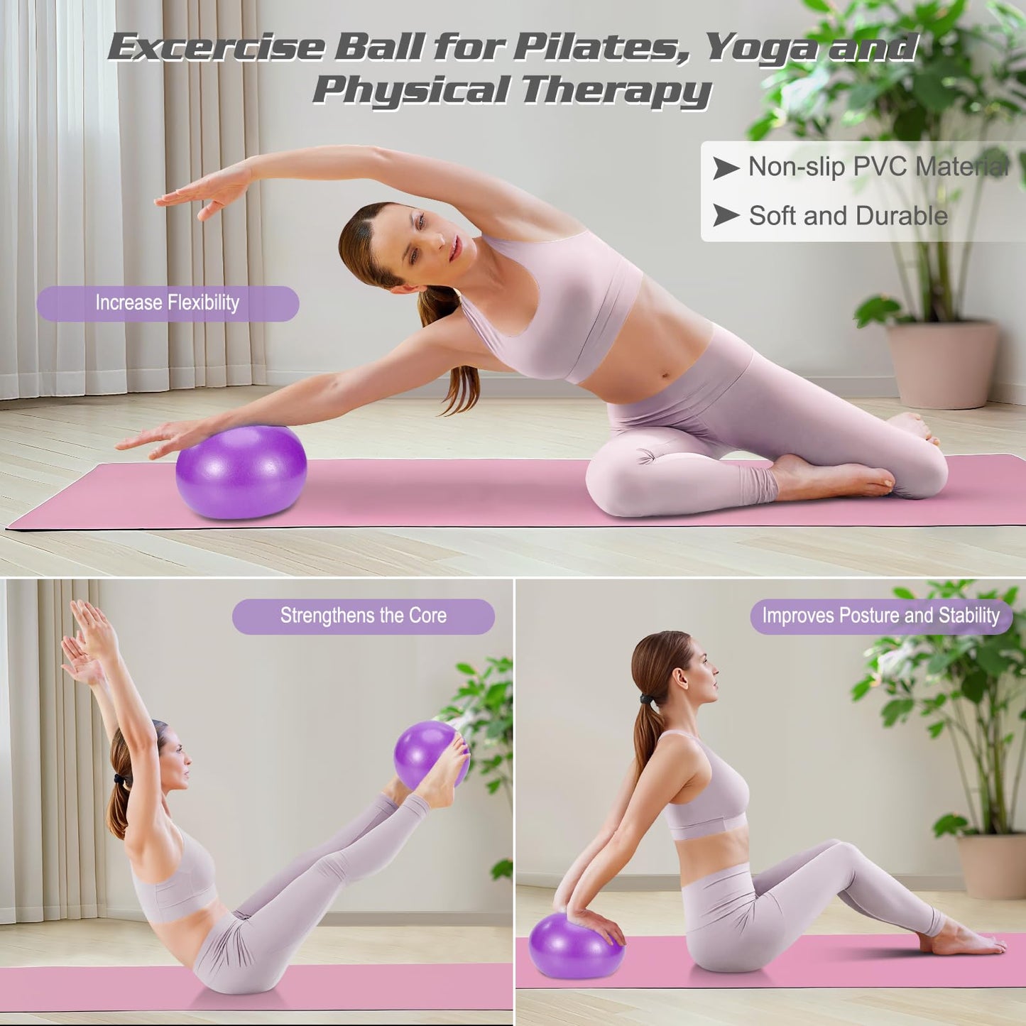 Muuruu Pilates Essentials Kit for Home Women, Ring and Ball Set, Pilates Equipment for Workouts, 3 Resistance Bands, Grip Socks, 14 Inch Magic Circle, Mini Exercise Ball, Great Exercise Equipment
