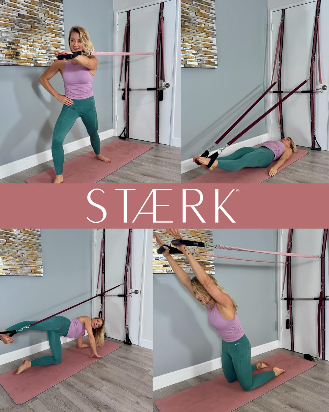 STAERK Portable Pilates Reformer Home Training System - Premium Resistance Bands, Handles, Foot/Ankle Loops, & Barre Attachment Kit - Strength & Flexibility - 30-Day Free On Demand Video Workouts