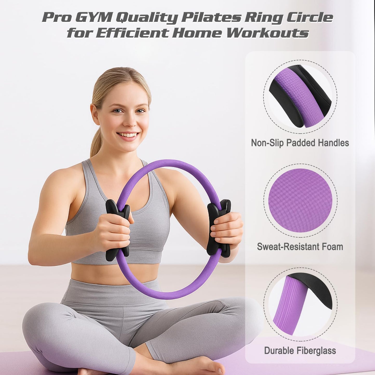Muuruu Pilates Essentials Kit for Home Women, Ring and Ball Set, Pilates Equipment for Workouts, 3 Resistance Bands, Grip Socks, 14 Inch Magic Circle, Mini Exercise Ball, Great Exercise Equipment