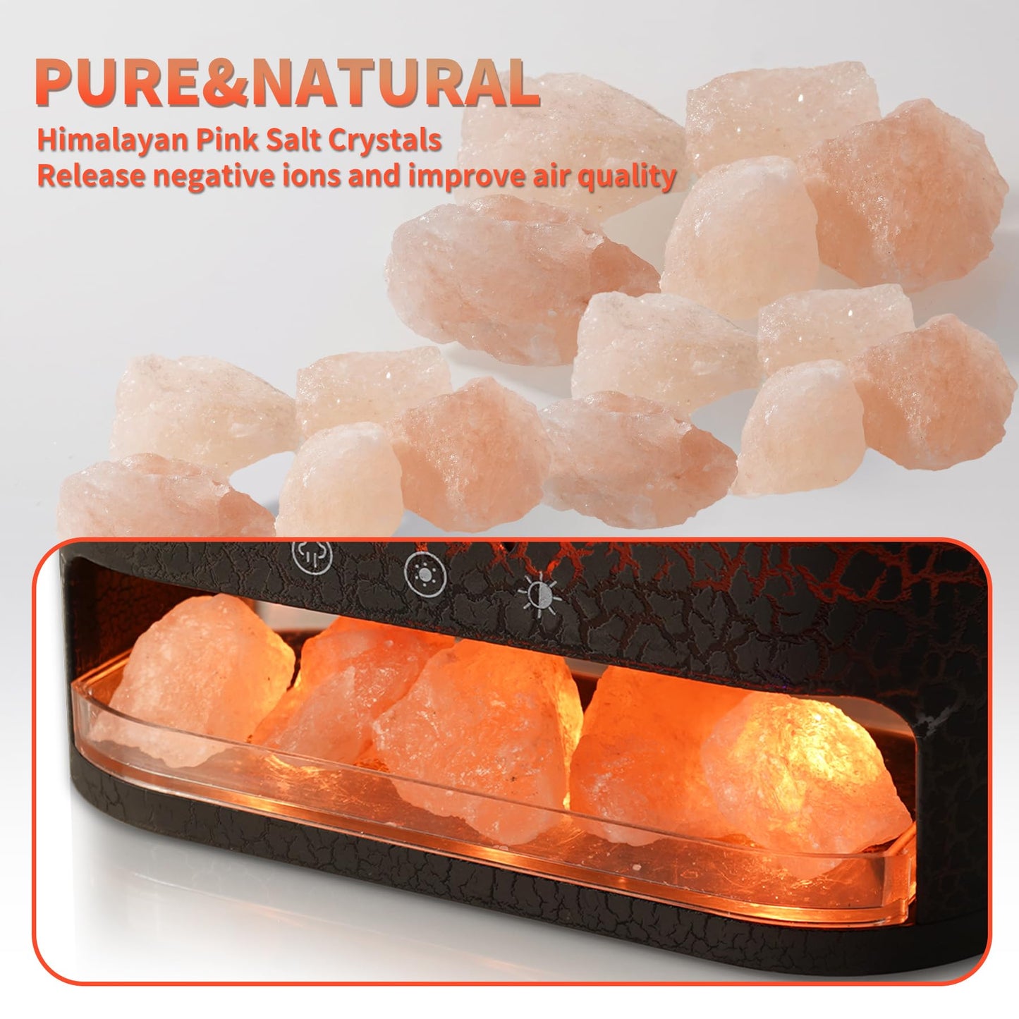 BOHOFAM Himalayan Salt Aroma Diffuser & Air Humidifier with 2 Flame/Jellyfish Mist Modes,Essential Oil Diffuser wih 6 Lights Change for Home, 4 Essential Oils-Mysterious, Relaxation, Sweet, Happy