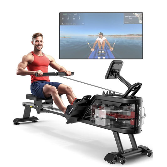 YAMO Rowing Machine for Home Water Rower with LCD Display Water Resistance Row Machine with 150 Kg Weight Capacity Rowing Machines with 44 Days Kinomap App Membership