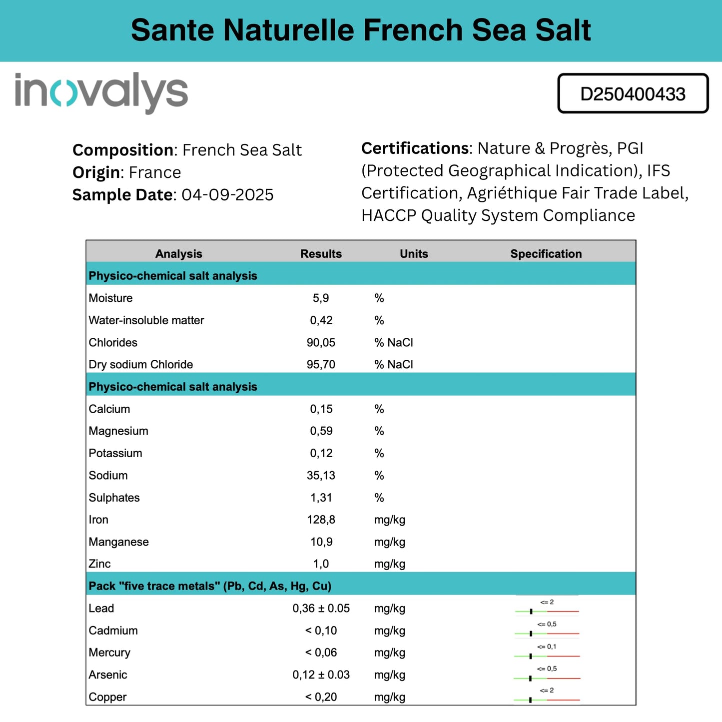 Sante Fine Ground Sea Salt From the Celtic Sea - 1.1lb (18oz) Unrefined French Sea Salt Organic, Rich in 82+ Minerals Salt, 100% Natural & Hand Harvested Sal Celtica