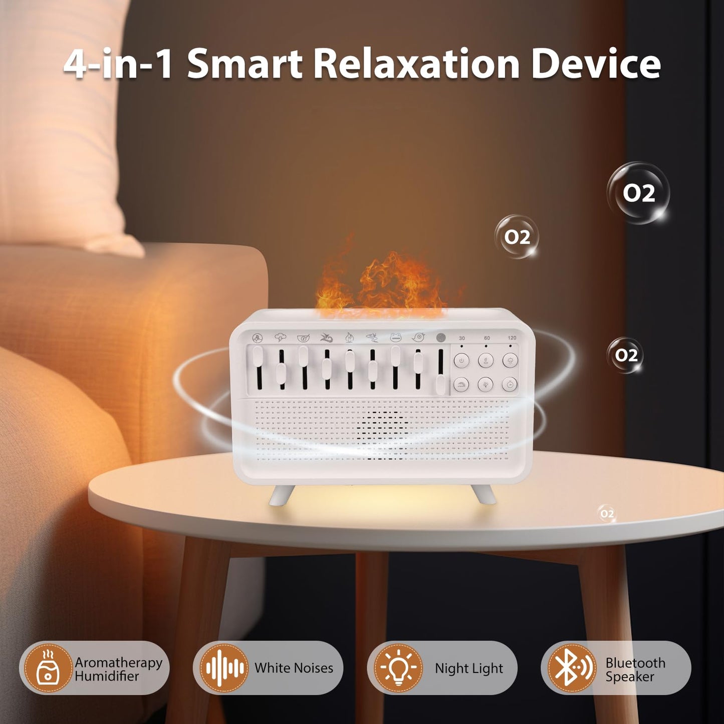 White Noise Machine with Humidifier,Essential Oil Diffuser & Night Light - Portable Sleep Sound Therapy, 8 Natural Sounds Style Mixer with Auto-Off Timer for Bedroom, Office,Travel