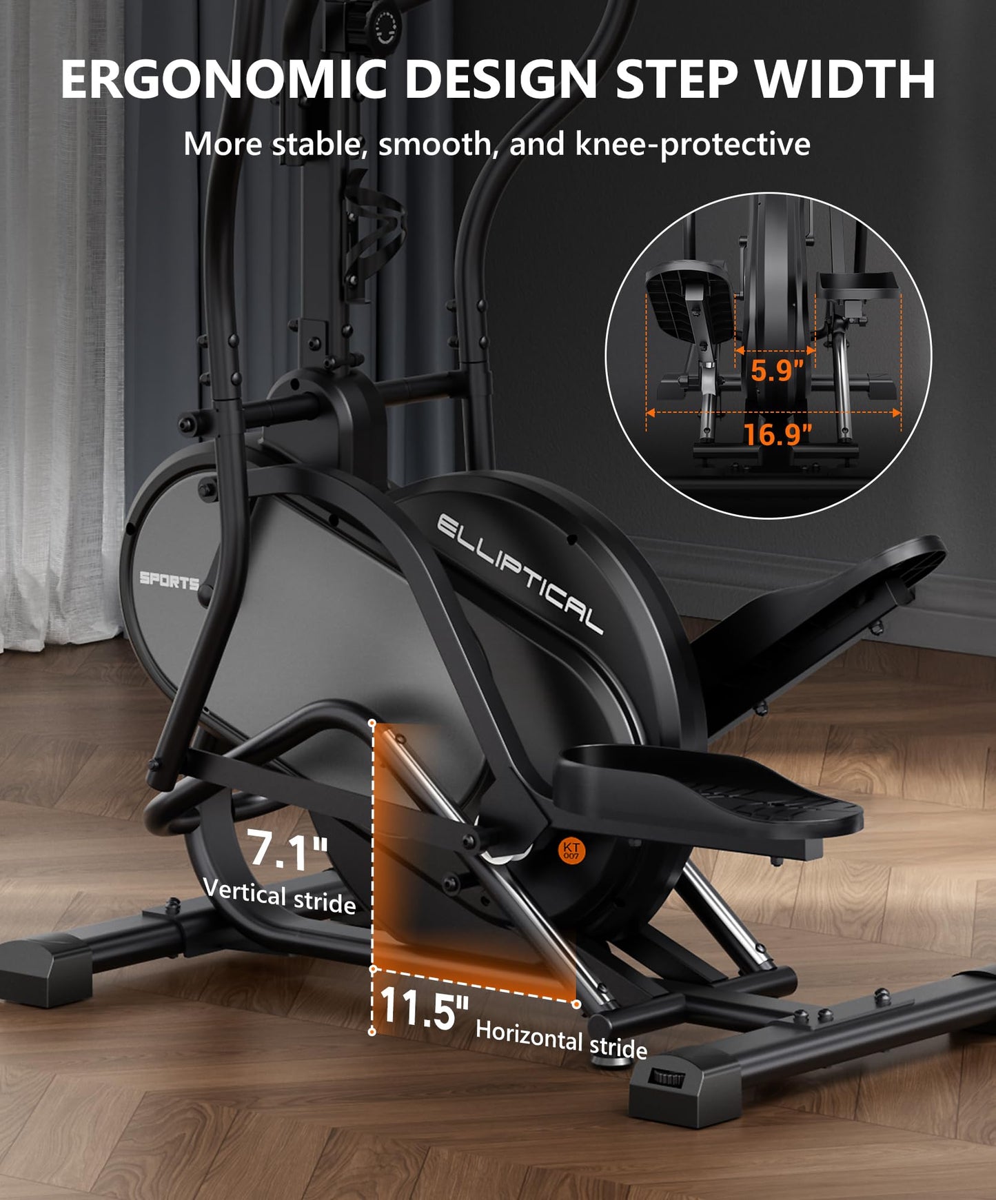 THERUN Elliptical Exercise Machine, 3-in-1 Cardio Climber Stepping Elliptical Machine for Home, Stair Stepper Elliptical Training Machines w/16 Levels Resistance, Pulse Sensor, LCD Monitor (Gray)