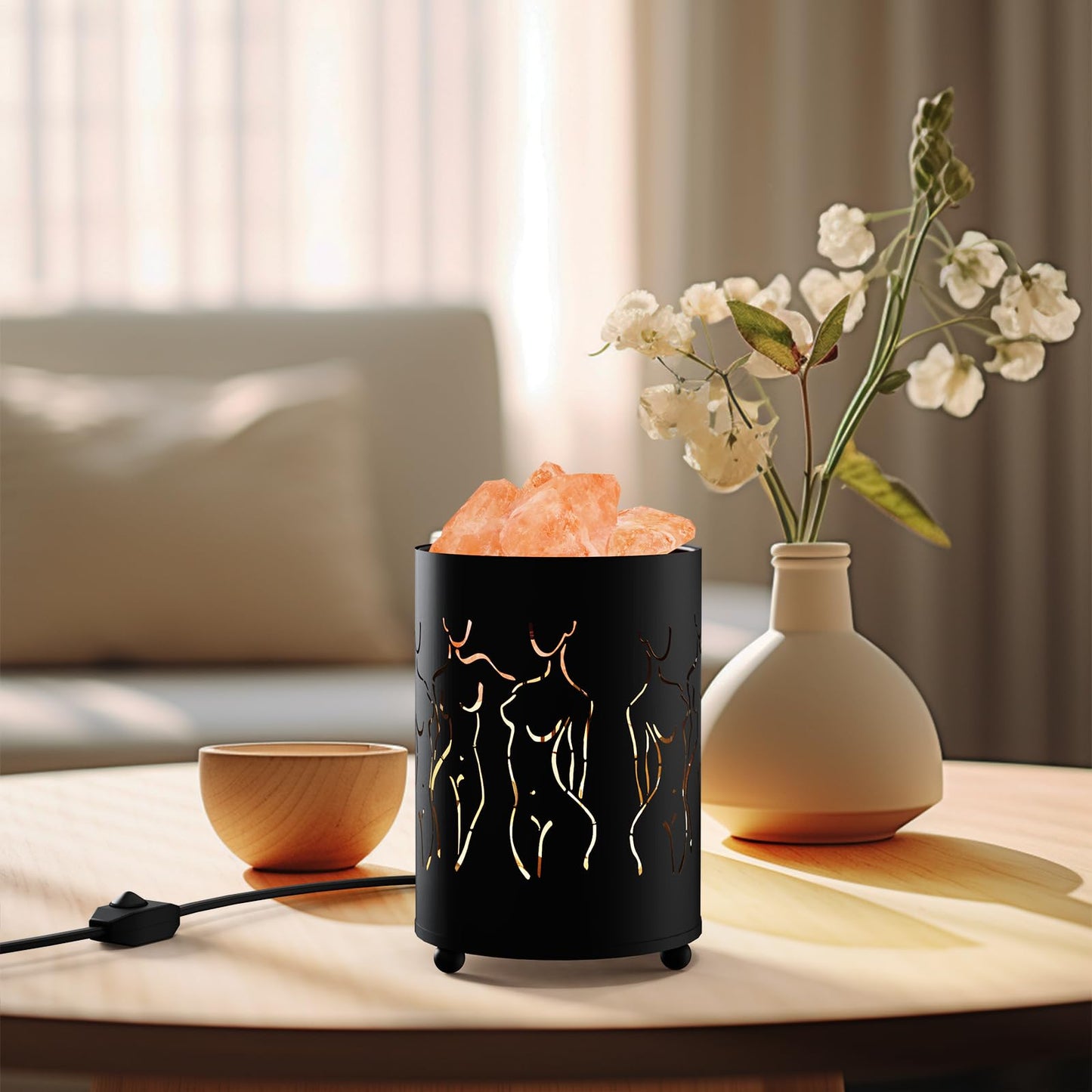 Shineled Himalayan Salt Lamp, Natural Crystal Salt Rock Lamp, Body Art Salt Lamp, Wired Dimmable Salt Crystal Lamp, for Meditation, Home Décor & Gifts