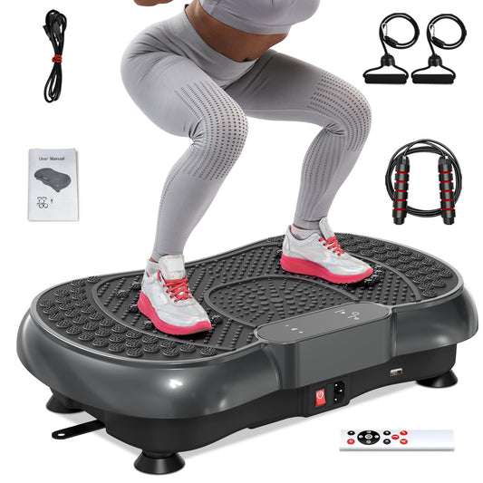 Vibration Plate Exercise Machine for Weight Loss – 100-Speed Platform with Bluetooth Speaker, Remote & Bands, 450 lbs Capacity – Quiet Full Body Workout for Lymphatic Drainage at Home (Glossy Black)