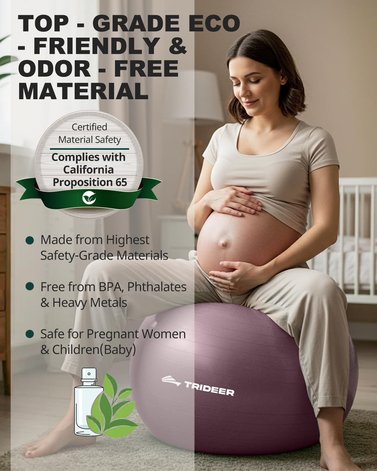 Trideer Yoga Ball for Pregnancy Office Ball Chair– Exercise Ball for Birthing, Labor, Stretching & Core Workout – Anti-Burst, Slip-Resistant for Home Gym, Flexible Seating & Physical Therapy