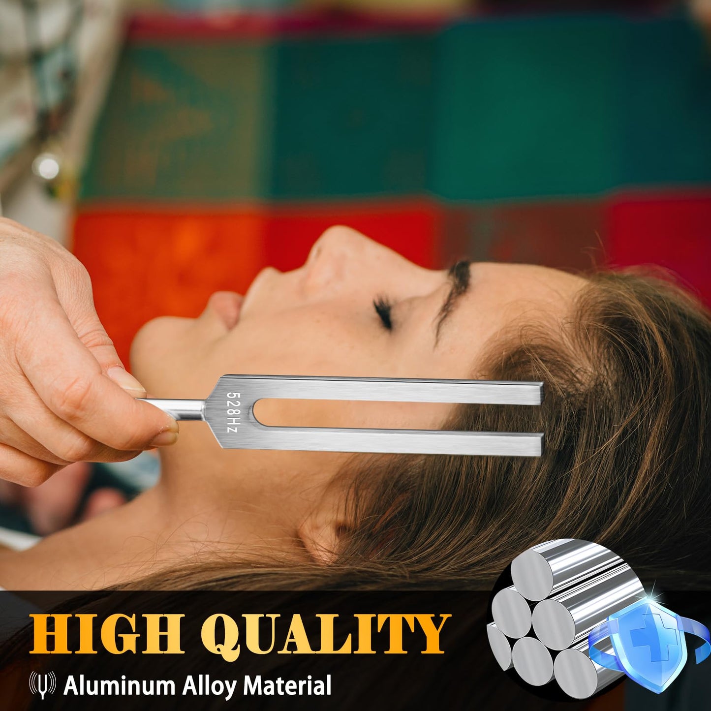 Tuning Fork 528hz with Reflex Hammer for Healing Chakra Set,Healing/Sound Therapy/DNA Repair, Aluminum Alloy Sensory Tuning Fork Activator for Healing, Therapy Non Magnetic