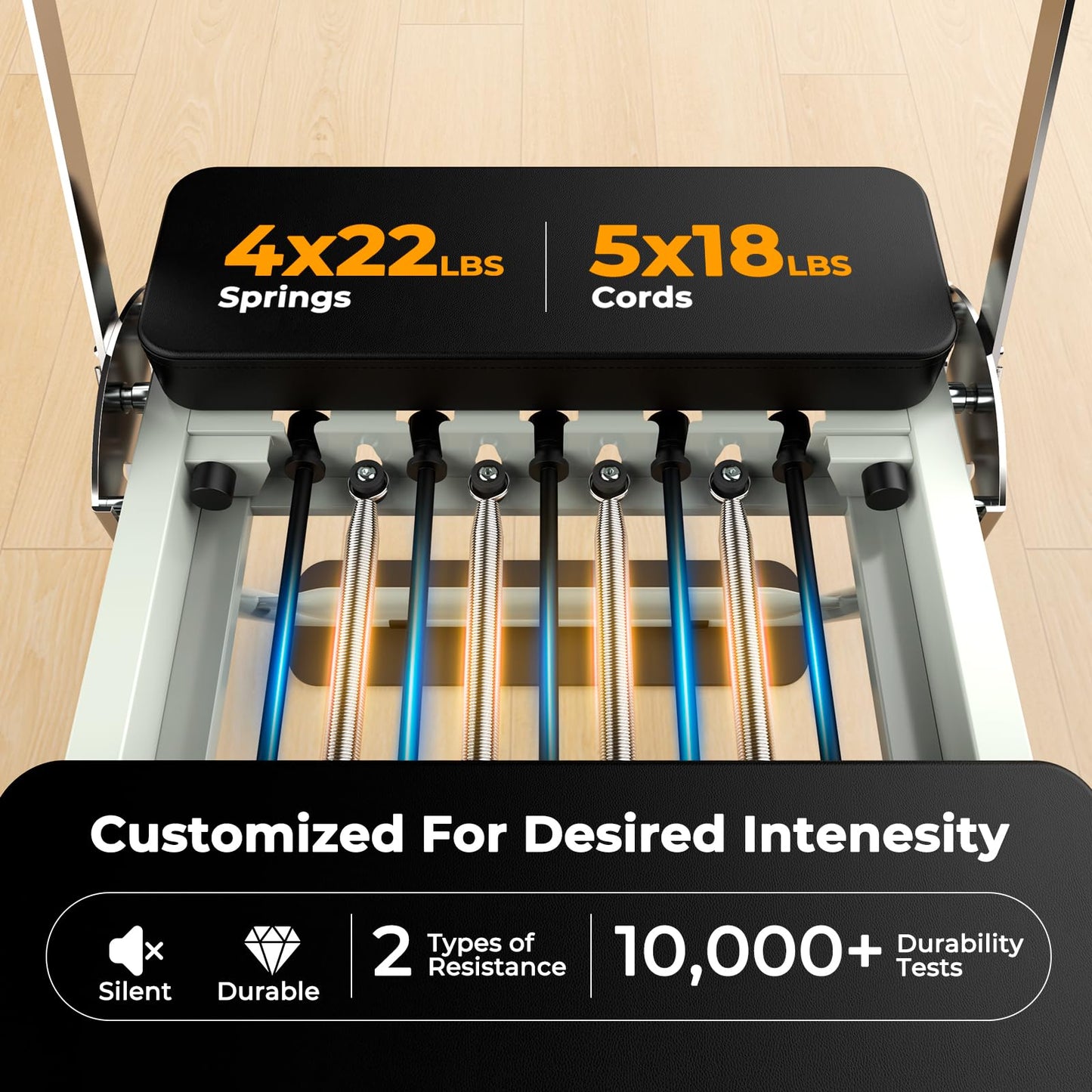 Pro 75" Pilates Reformer Machine with Dual Resistance Springs and Cords, Foldable Pilates Machine Equipment with Jump Board, Upgrade Pilates Equipment for Home Workout
