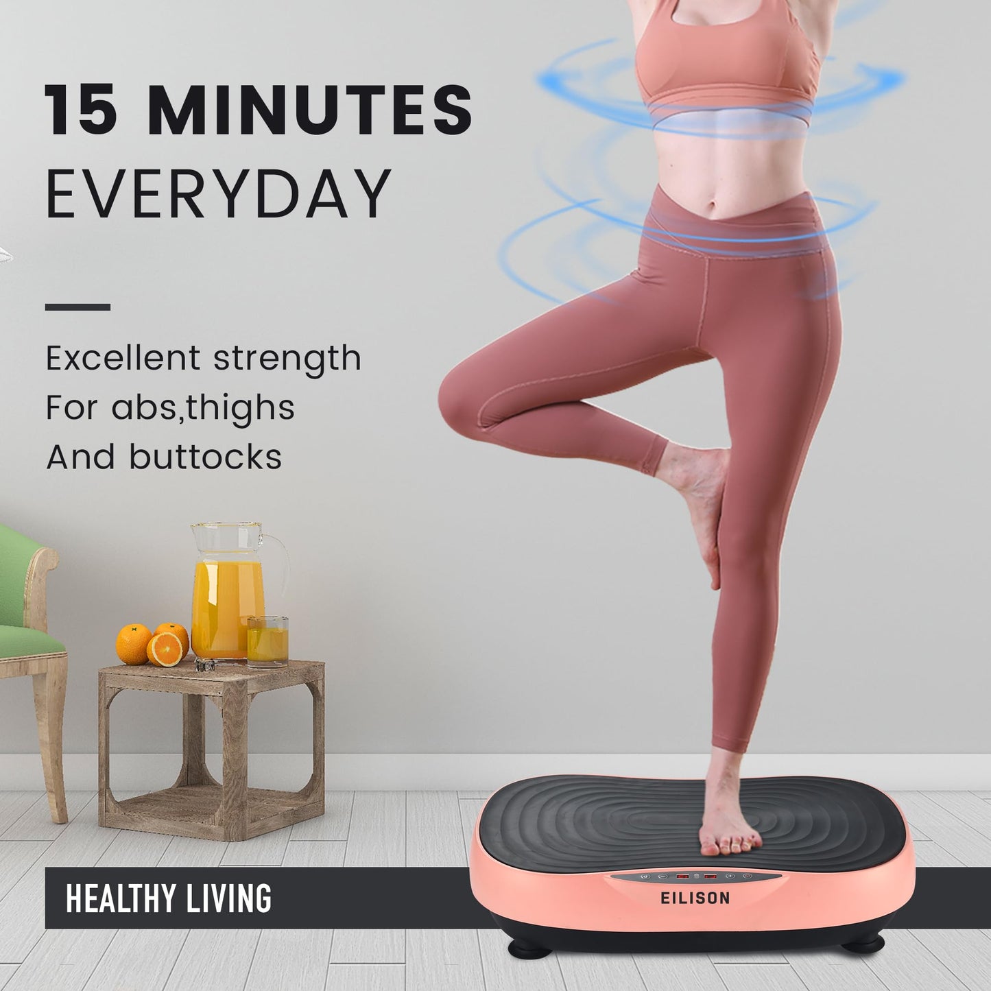 EILISON Glory Vibration Plate Exercise Machine - Whole Body Workout Vibration Fitness Platform Equipment for Home & Travel Workout, Weight Loss, Toning & Wellness (Glory Rubber Pink)