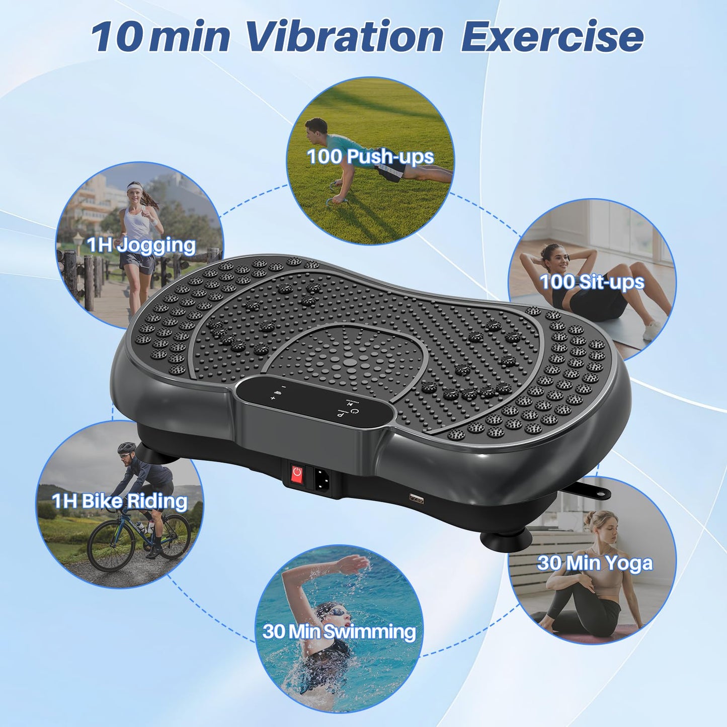 Vibration Plate Exercise Machine for Weight Loss – 100-Speed Platform with Bluetooth Speaker, Remote & Bands, 450 lbs Capacity – Quiet Full Body Workout for Lymphatic Drainage at Home (Glossy Black)