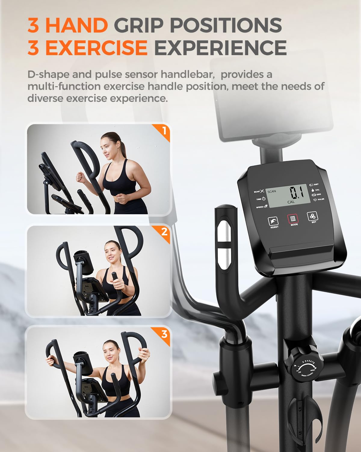 pooboo Elliptical Machine, Elliptical Exercise Machine with 16-Level Resistance& Hyper-Quiet Magnetic Driving System, Elliptical Machine for Home with LCD Monitor&15.5IN Stride, 350LBS Weight Capacity