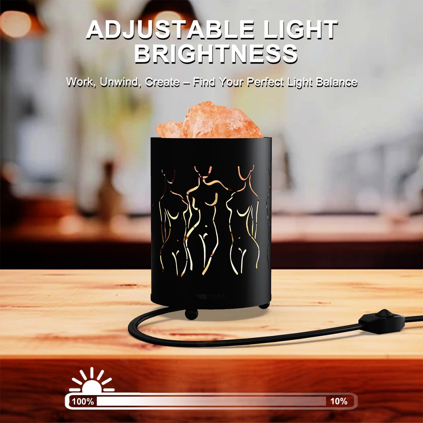 Shineled Himalayan Salt Lamp, Natural Crystal Salt Rock Lamp, Body Art Salt Lamp, Wired Dimmable Salt Crystal Lamp, for Meditation, Home Décor & Gifts