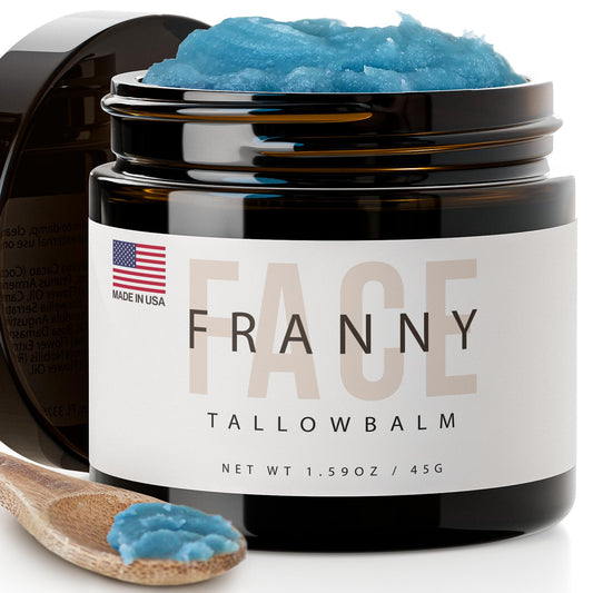 100% All Natural Grass Fed Beef Tallow for Skin & Face Moisturizer with Lavender, Jojoba & Blue Tansy - Made in USA Tallow Balm & Face Cream Lotion with Essential Oils for Daily Deep Nourishment 2oz