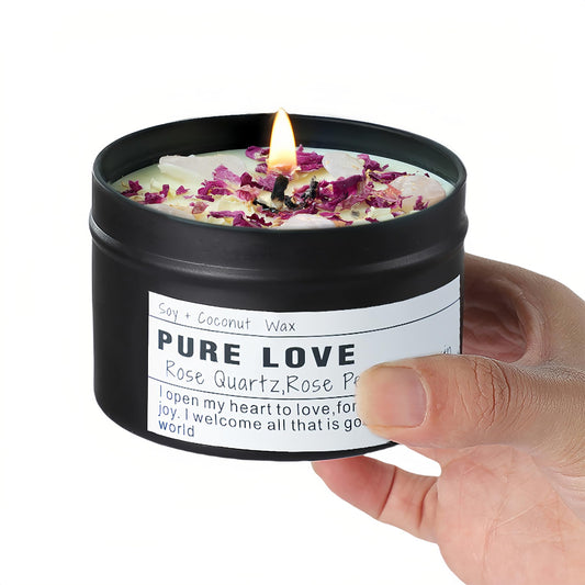 Crystal Candle, Healing Energy Protection Gift, Mindful Intentions, Best friend, Mother's Birthday Gift.(PURE LOVE)
