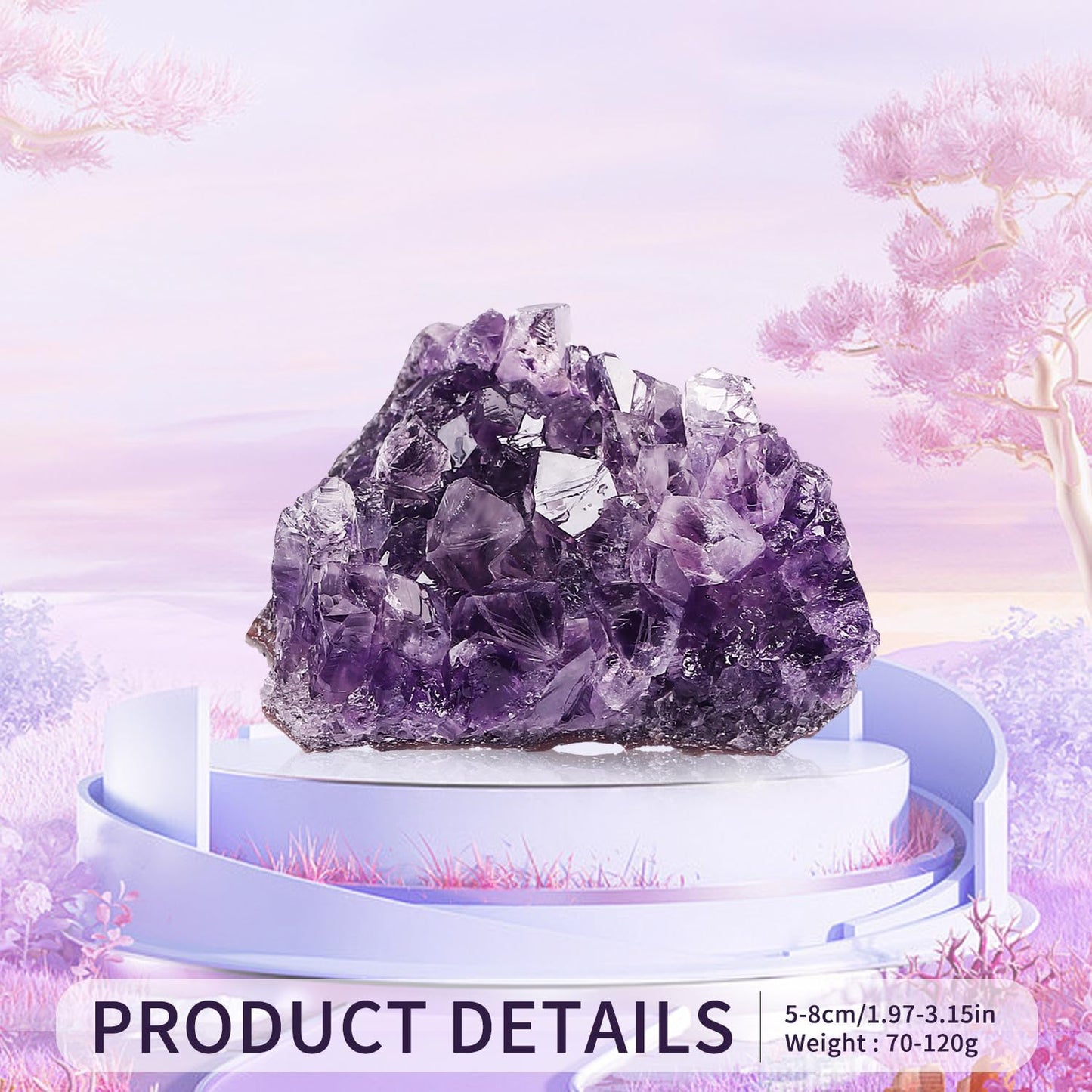 Natural Amethyst Crystal Cluster - Raw Healing Stone for Meditation, Reiki, Chakra Balancing - Worry Stone & Home Decor Gift (2.2-3.2 Inch)