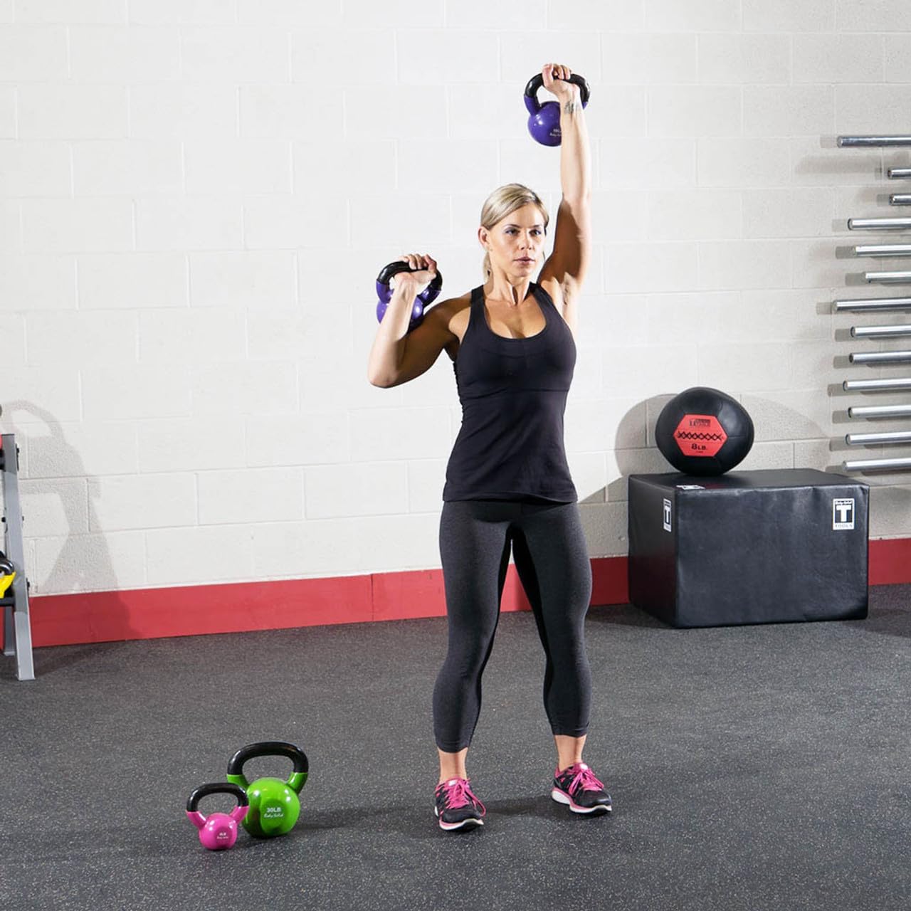 (KBVS105Pack) VINYL COATED KETTLE BELLS SET ONE EACH 5,10,15,20,25,30, W GDKR50B