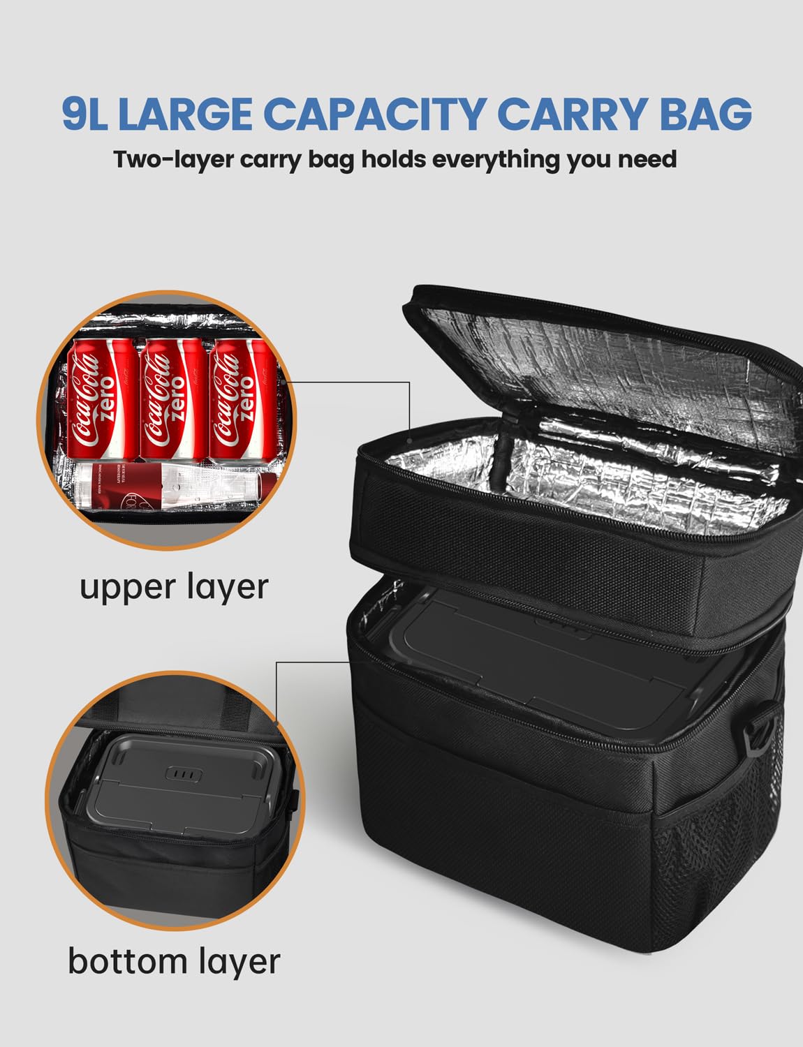 Hugmazing Cordless Electric Lunch Box – Rechargeable Self-Heating Food Warmer with 1100ML SS Container, Battery-Powered Heated Lunch Box, Perfect for Travel, Office Meals for Adults, Men & Women