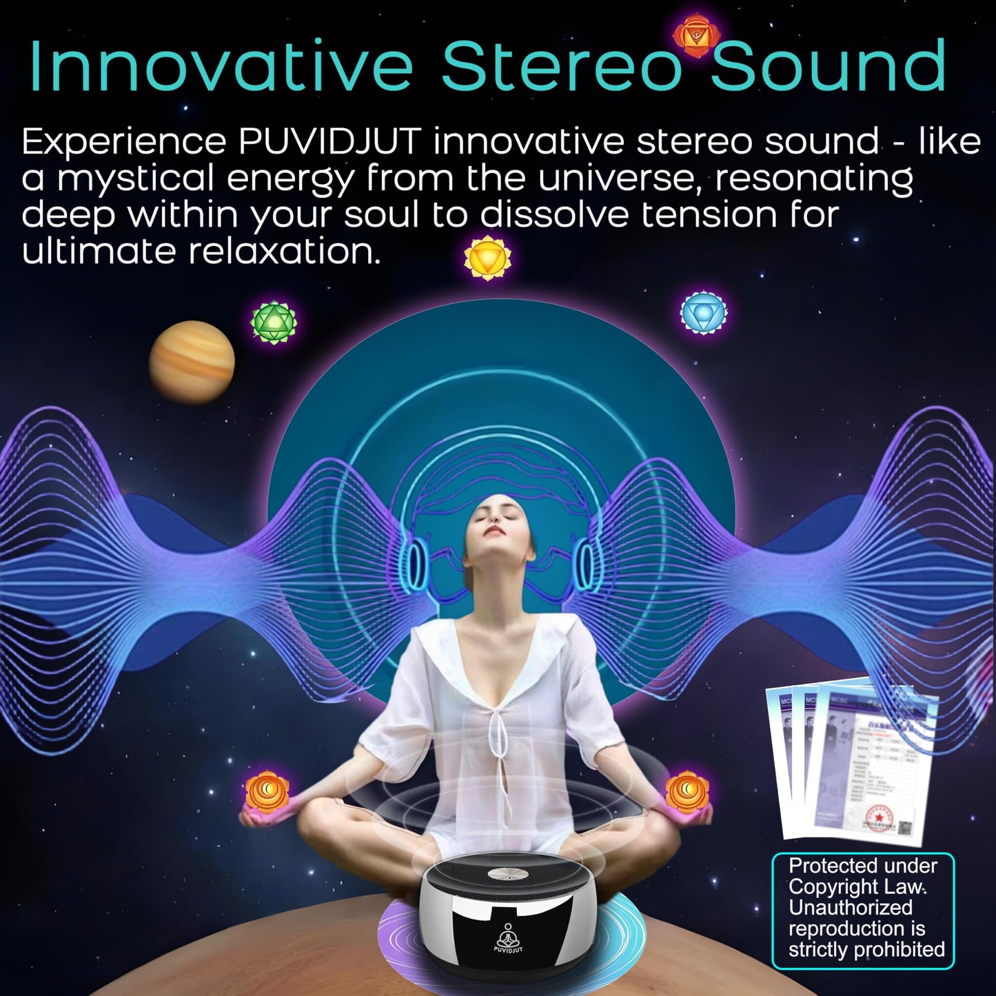 Meditation Sound Machine, Frequency Generator Instrument,PUVIDJUT Tone Device - Solfeggio Frequencies Bath for Yoga, Mindfulness,Meditation System of Chakra, 5 Tones Optional, 3 Timer Modes
