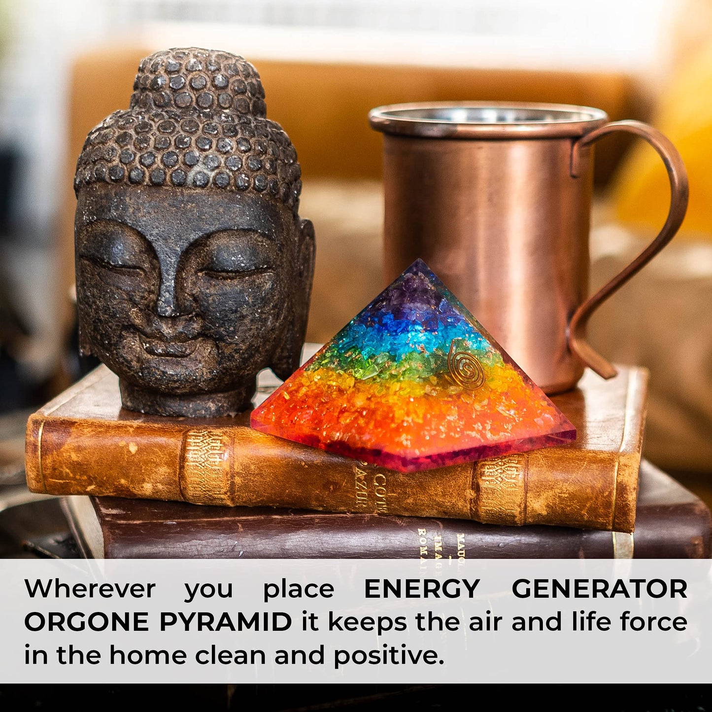 Orgonite Crystal Handmade Seven Chakra Gemstone Pyramid - Orgone Chakra Healing Stone Pyramids for Mediation, Yoga, Reiki, Spiritual Gift, Office and Home Décor