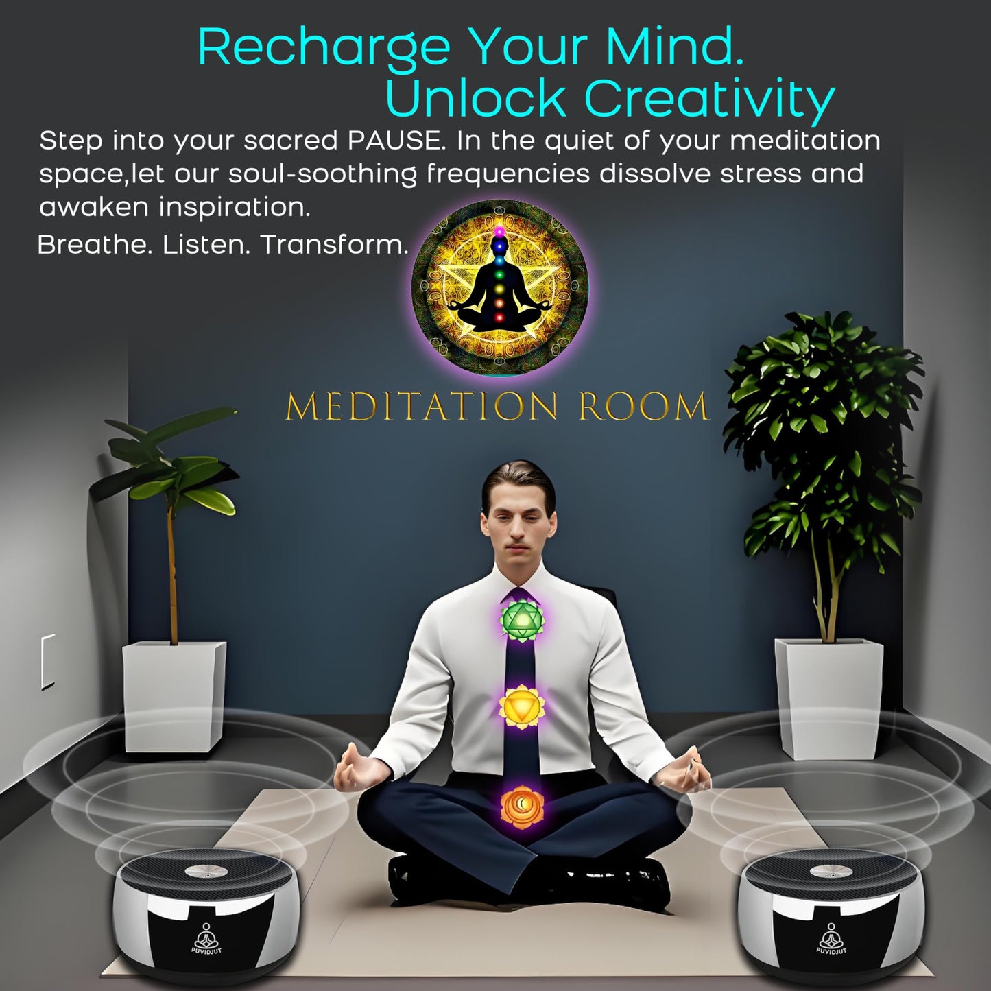 PUVIDJUT Sound Frequency Instruments, Meditation Tone TWS Machine- Solfeggio Bath Device for Yoga, Mindfulness, Singing Therapy System of Chakra Relaxation and Stress 5 Tones, 3 Timer Modes
