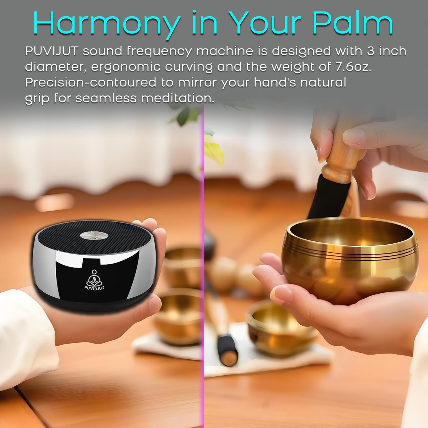Meditation Sound Machine, Frequency Generator Instrument,PUVIDJUT Tone Device - Solfeggio Frequencies Bath for Yoga, Mindfulness,Meditation System of Chakra, 5 Tones Optional, 3 Timer Modes