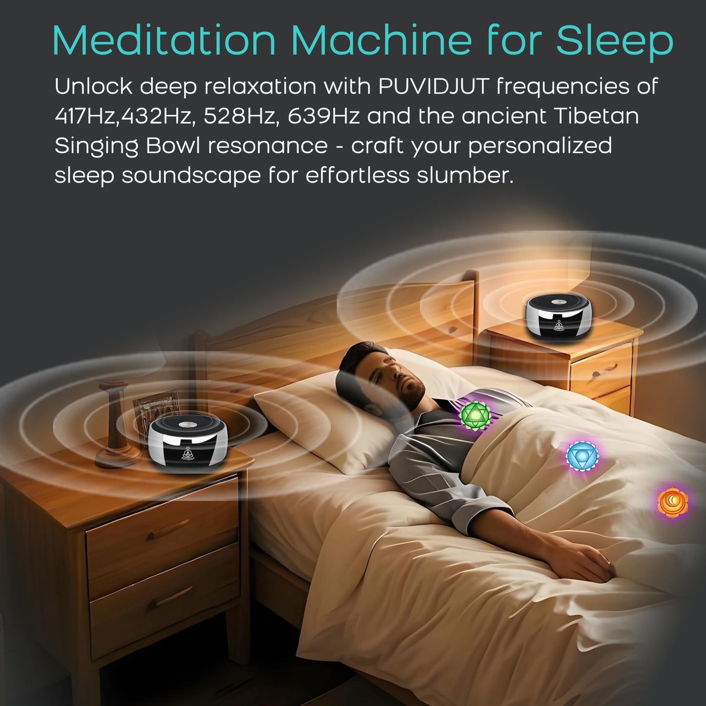 PUVIDJUT Sound Frequency Instruments, Meditation Tone TWS Machine- Solfeggio Bath Device for Yoga, Mindfulness, Singing Therapy System of Chakra Relaxation and Stress 5 Tones, 3 Timer Modes