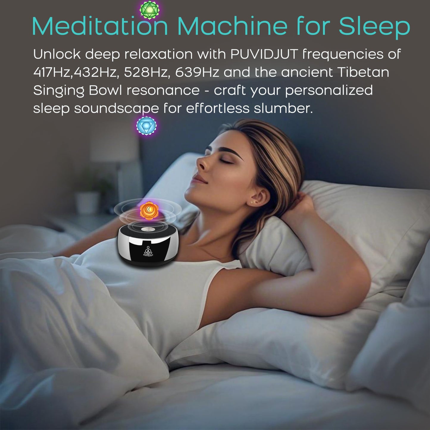Meditation Sound Machine, Frequency Generator Instrument,PUVIDJUT Tone Device - Solfeggio Frequencies Bath for Yoga, Mindfulness,Meditation System of Chakra, 5 Tones Optional, 3 Timer Modes