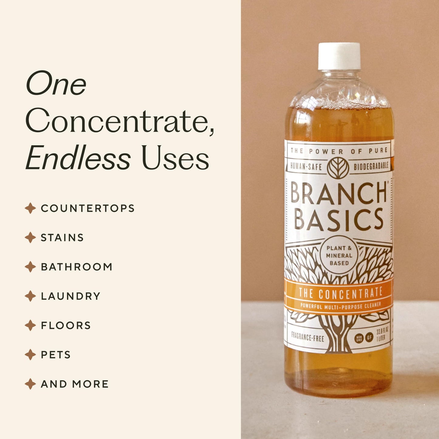 Branch Basics Premium Starter Kit: All Purpose, Glass, and Bathroom Cleaner plus our Foaming Wash, and Laundry Bottle (3 Plastic Spray Bottles + Concentrate) Fragrance-Free