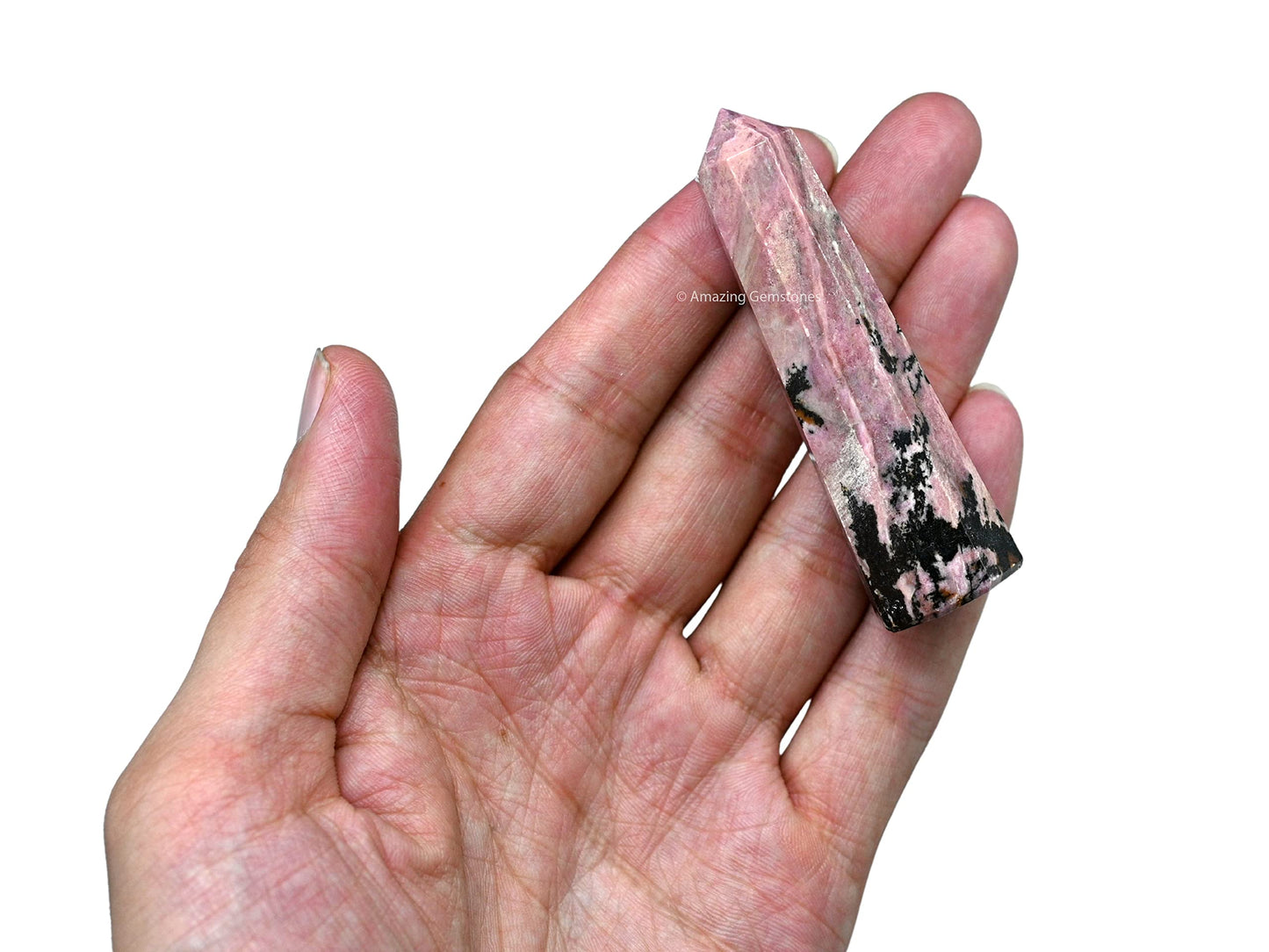 Amazing Gemstone Rhodonite Crystal Towers - Natural Healing Crystal Point Obelisk for Reiki Healing and Crystal Grid (2 Inch to 3 Inch)