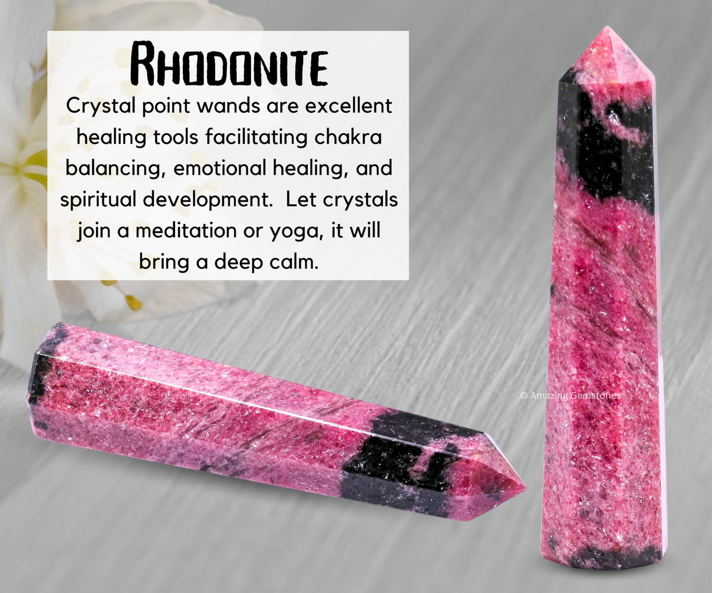 Amazing Gemstone Rhodonite Crystal Towers - Natural Healing Crystal Point Obelisk for Reiki Healing and Crystal Grid (2 Inch to 3 Inch)