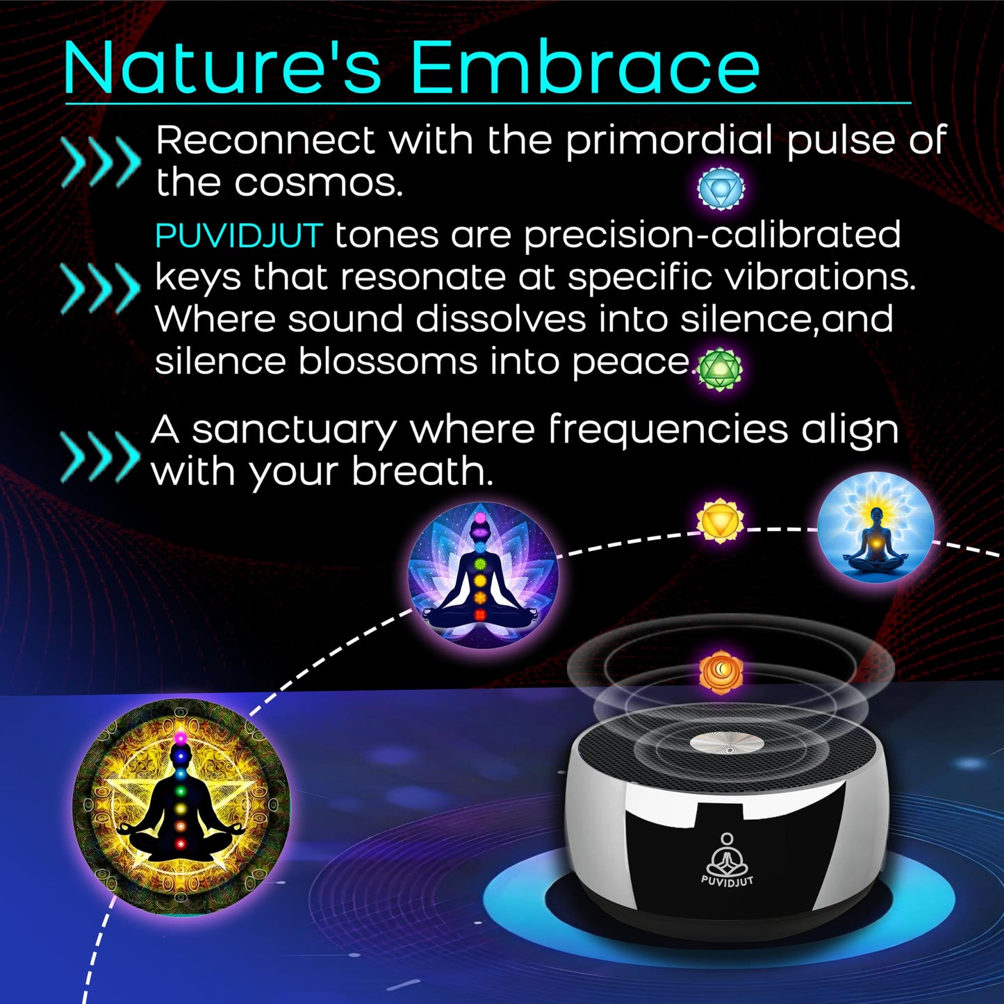 Meditation Sound Machine, Frequency Generator Instrument,PUVIDJUT Tone Device - Solfeggio Frequencies Bath for Yoga, Mindfulness,Meditation System of Chakra, 5 Tones Optional, 3 Timer Modes