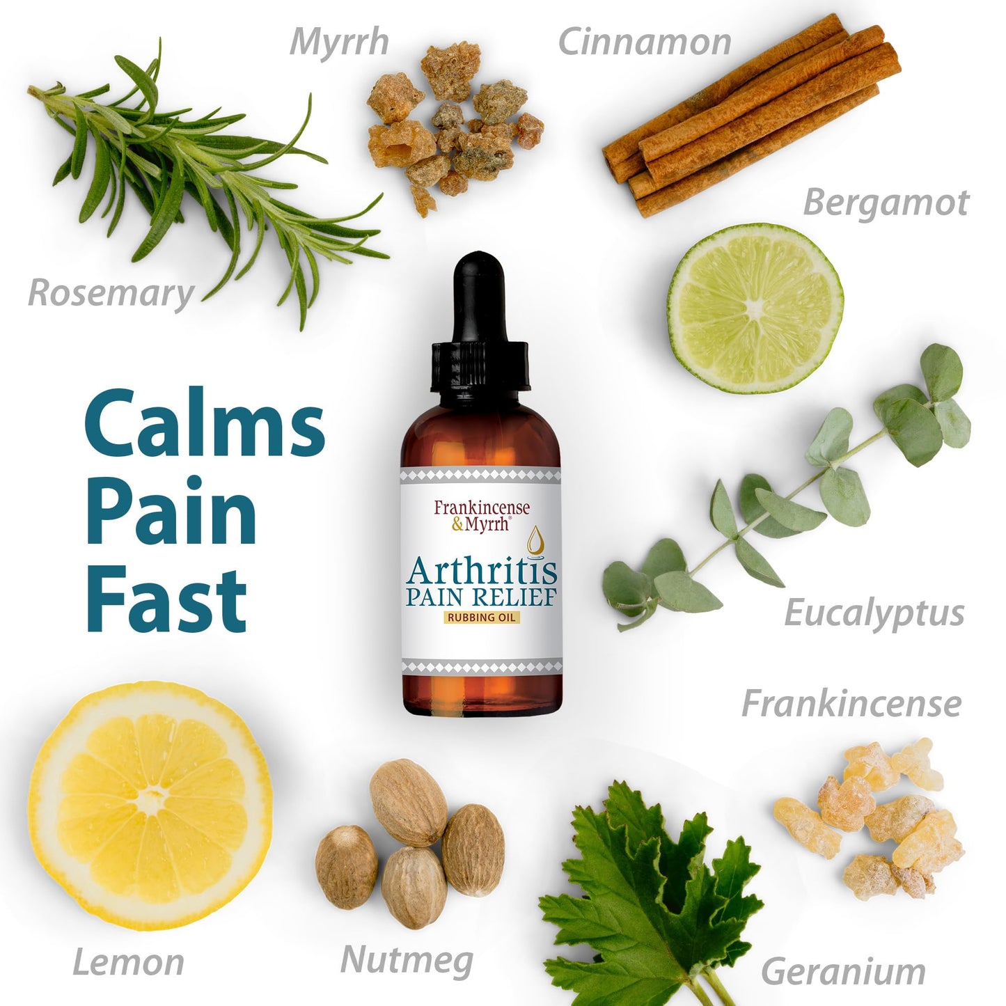 Frankincense and Myrrh Arthritis Pain Relief Rubbing Oil – Arthritis Pain Reliever with Frankincense Essential Oil for Sciatica, Lower Back, Neck, Hands, Knees, Joints and Shoulders, 2 fl.oz. - 1 Pack