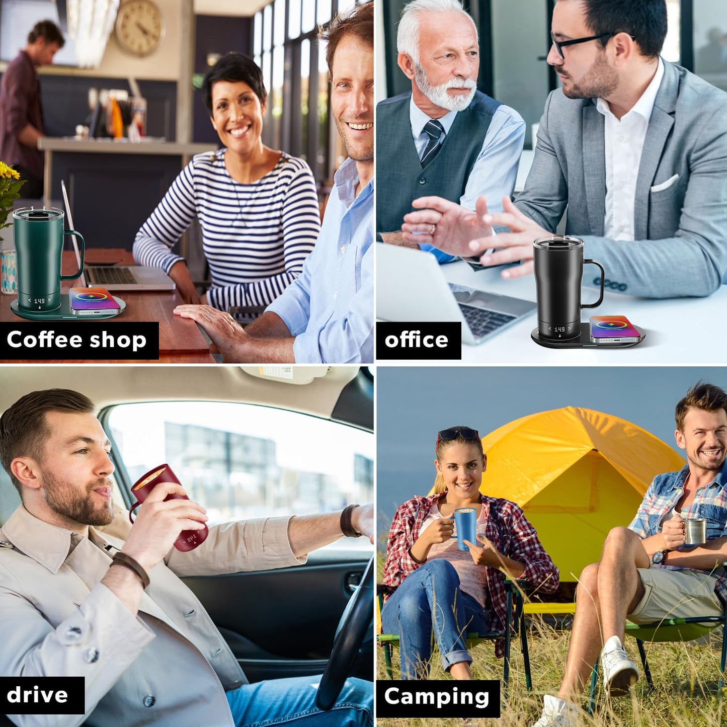 LEGARDLILIU Smart Self Heating Coffee Mug 18 Oz Temperature Control Heated Coffee Mug App Controlled Warmer Mug 5-10 Hour LED Display Keep Coffee Hot All Day Fast Wireless Charger Base Lake Blue