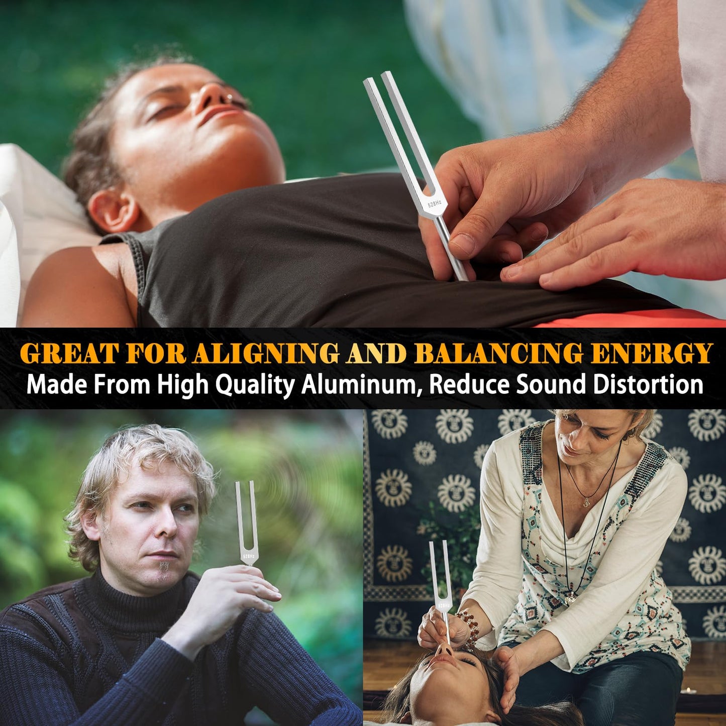Tuning Fork 528hz with Reflex Hammer for Healing Chakra Set,Healing/Sound Therapy/DNA Repair, Aluminum Alloy Sensory Tuning Fork Activator for Healing, Therapy Non Magnetic