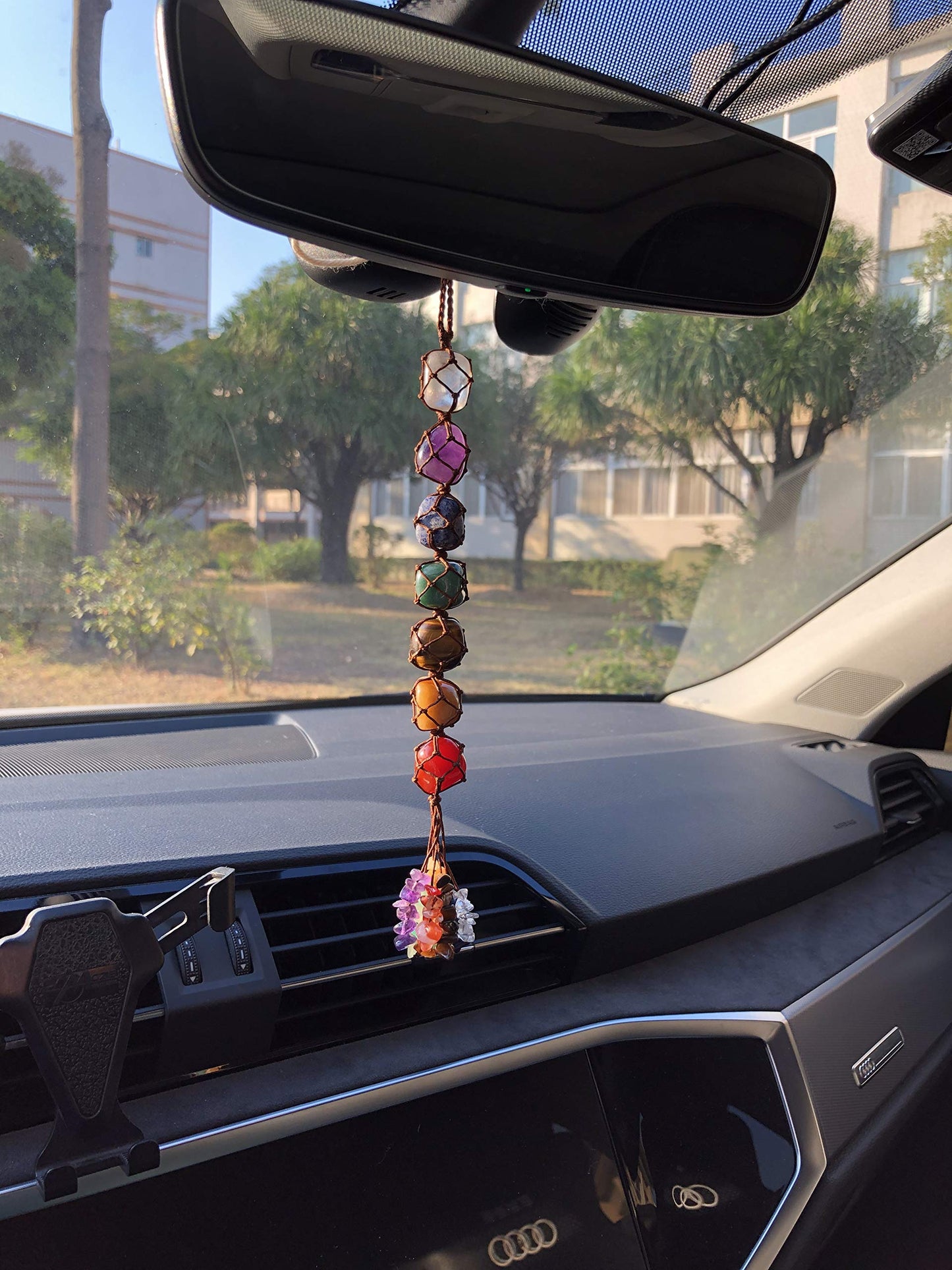 7 Chakra Gemstones Healing Feng Shui Crystals Window Car Decorations Hanging Ornament Dowsing Pendulum Good Luck Home Decoration for Reiki Yoga Meditation