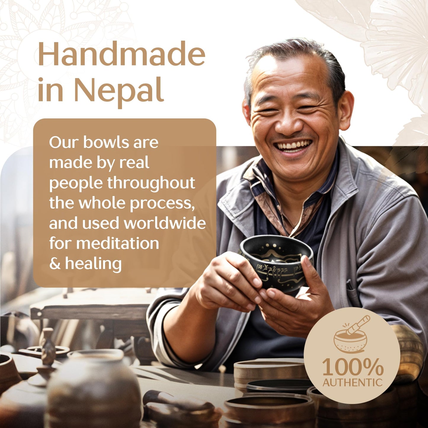 Handmade Tibetan Etched Singing Bowl Set – Sound Bowl & Meditation Bowl with Cushion, Mallet & Guide – Vibrational Healing Instruments – Chakra Healing Tools – Mindfulness Gift Set