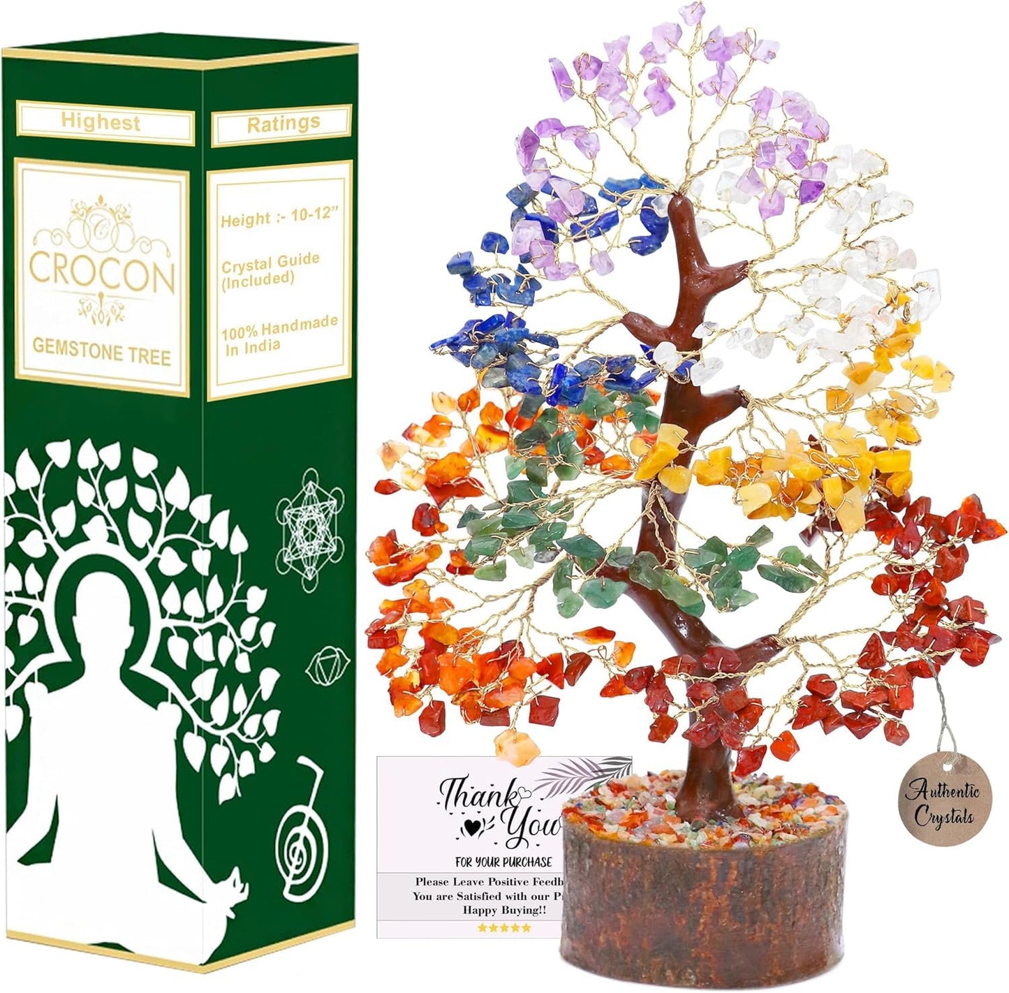 Seven Chakra Crystal Tree Birthday Gifts for Women, Healing Crystal Tree of Life Sister Birthday Gifts Room & Home Decor Gift for Mom Her Positive Energy New Home House Warming Gift Women Unique