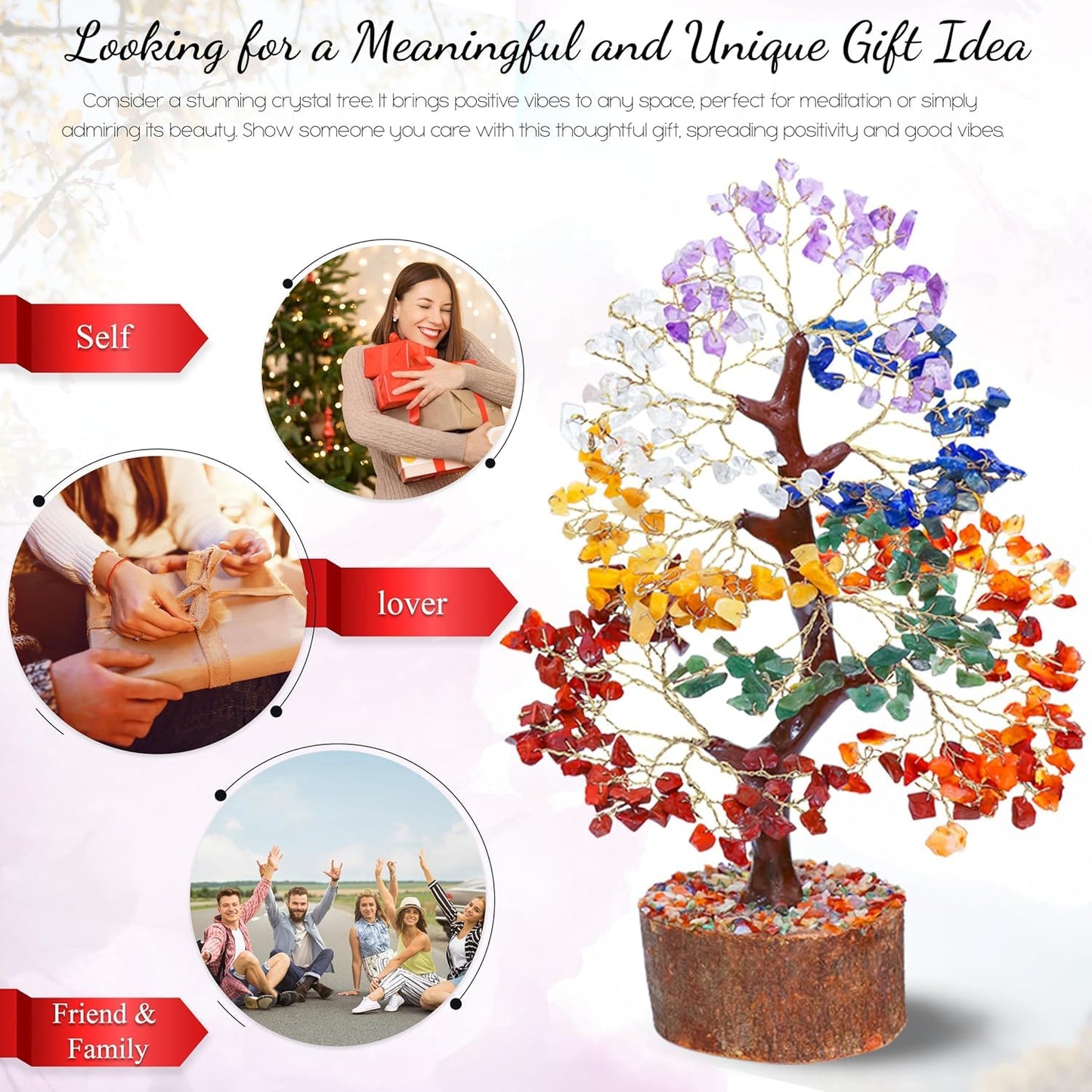 Seven Chakra Crystal Tree Birthday Gifts for Women, Healing Crystal Tree of Life Sister Birthday Gifts Room & Home Decor Gift for Mom Her Positive Energy New Home House Warming Gift Women Unique
