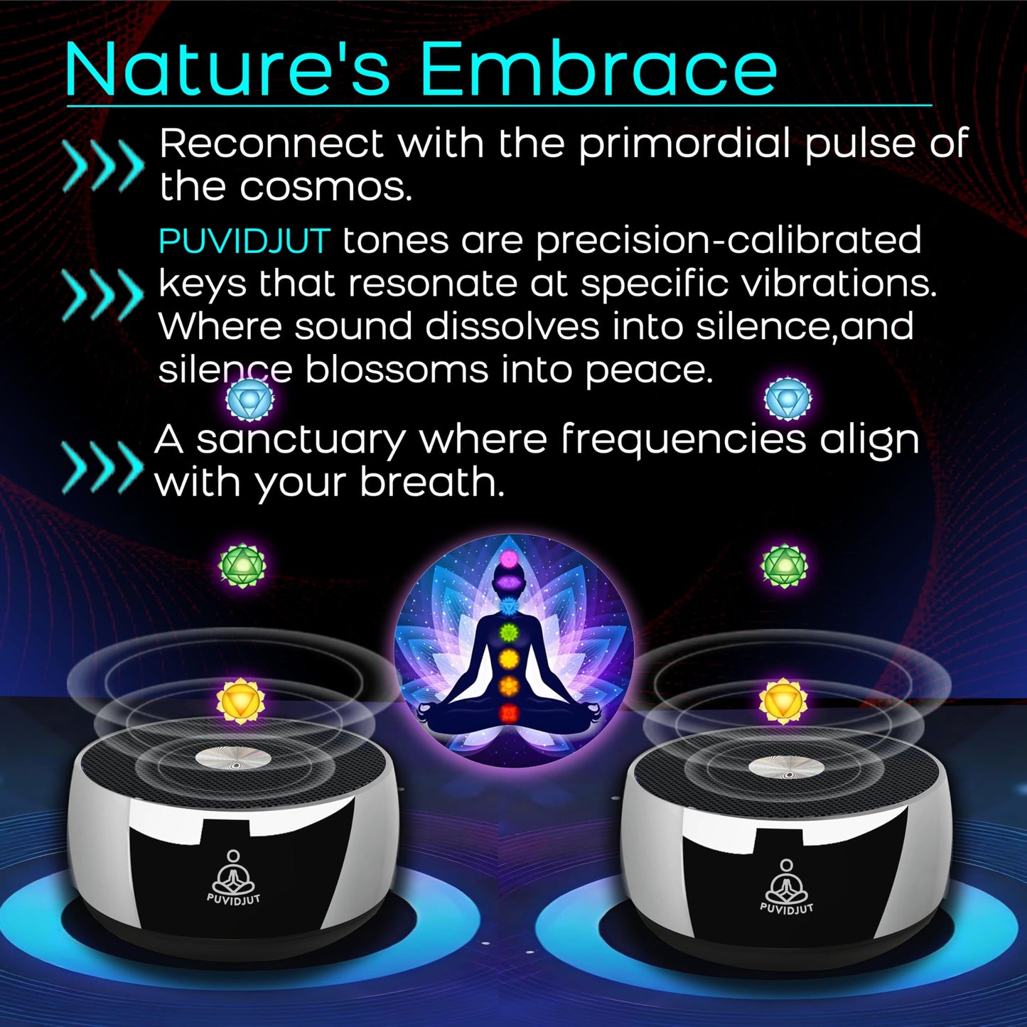 PUVIDJUT Sound Frequency Instruments, Meditation Tone TWS Machine- Solfeggio Bath Device for Yoga, Mindfulness, Singing Therapy System of Chakra Relaxation and Stress 5 Tones, 3 Timer Modes