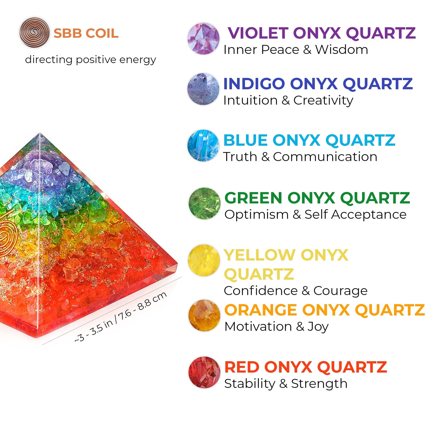 Orgonite Crystal Handmade Seven Chakra Gemstone Pyramid - Orgone Chakra Healing Stone Pyramids for Mediation, Yoga, Reiki, Spiritual Gift, Office and Home Décor