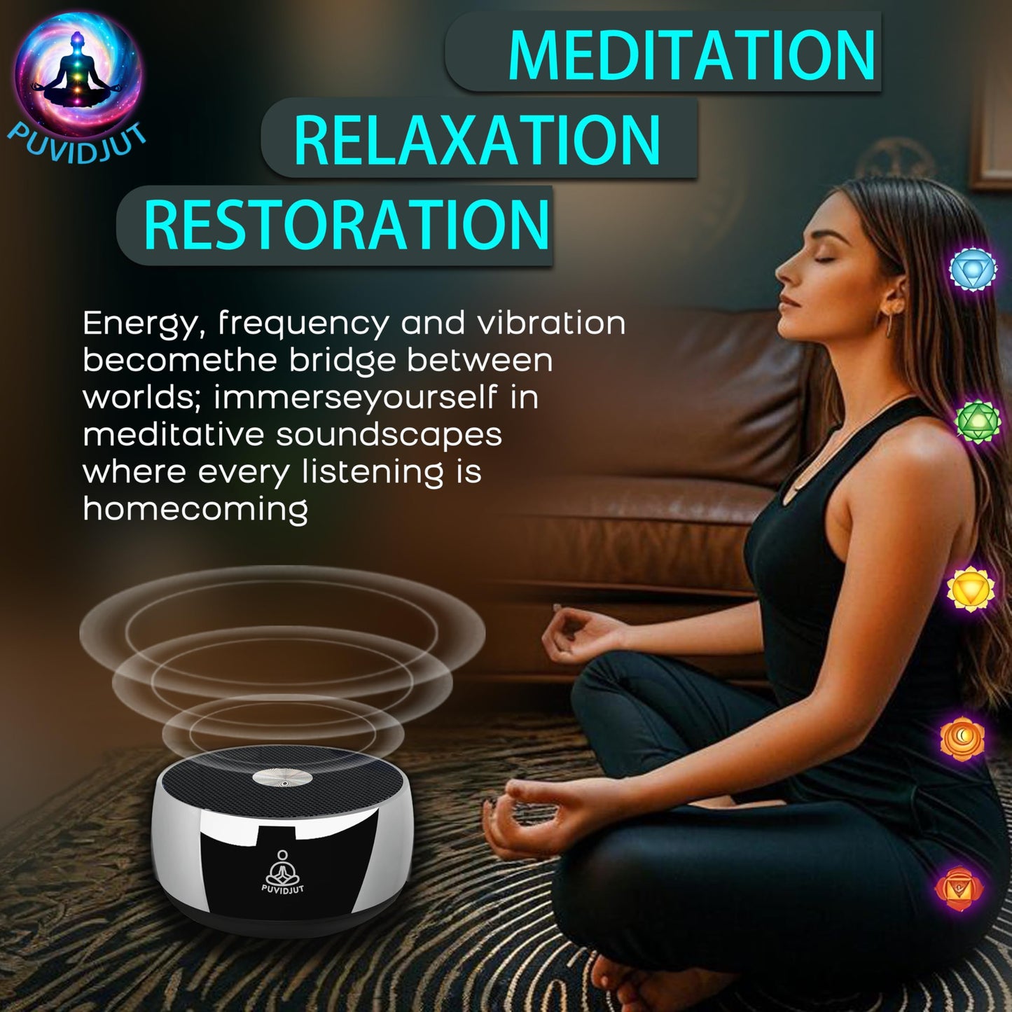 Meditation Sound Machine, Frequency Generator Instrument,PUVIDJUT Tone Device - Solfeggio Frequencies Bath for Yoga, Mindfulness,Meditation System of Chakra, 5 Tones Optional, 3 Timer Modes
